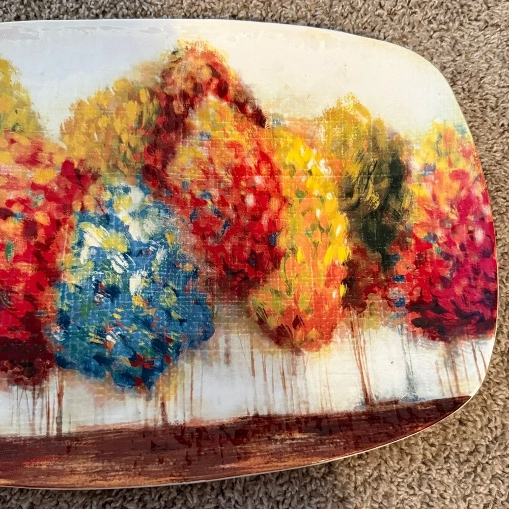 Pier 1 Imports | Fall Trees White, Red, Orange, Blue Ironstone Platter